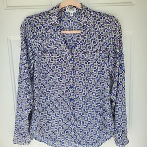 Express Portofino Original Fit Tile Graphic Print Blue/Multi Color Size XS